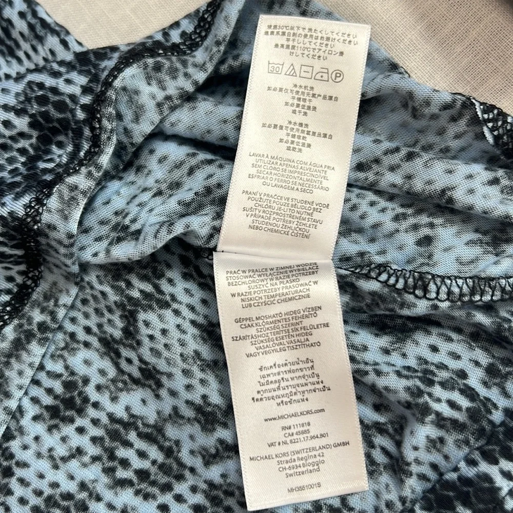 🌞 Michael Kors NWT Elegant Blue & Black Cowl Drape Neck blouse women size XL